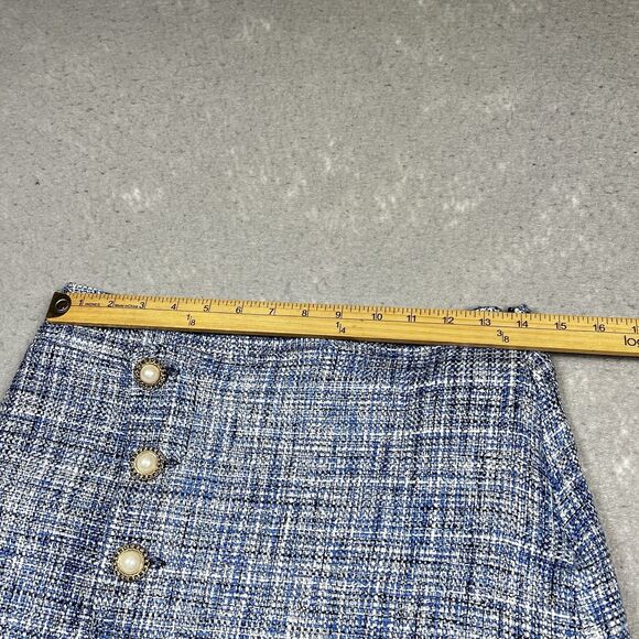Anthropologie Maeve Skirt Womens Size 8 Blue Plaid Tweed A-Line Mini Skirt - Picture 4 of 10